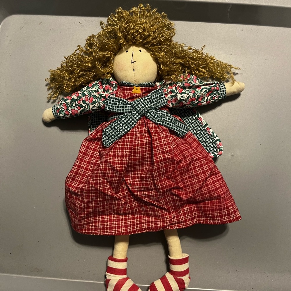 Handmade Rag Doll with Red Dress